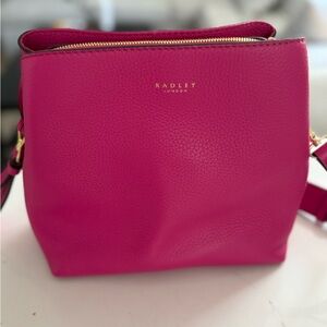 Radley Leather London Fuchsia Crossbody Bag